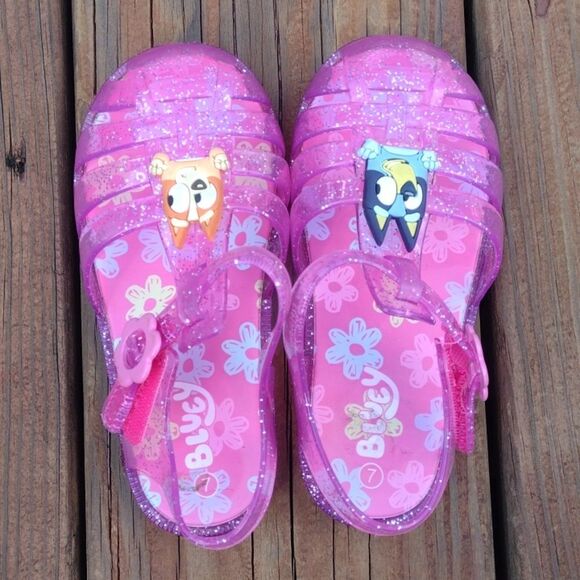 Bluey Hot Pink Glittery Jelly Sandals Size 7 Toddler - Picture 4 of 8